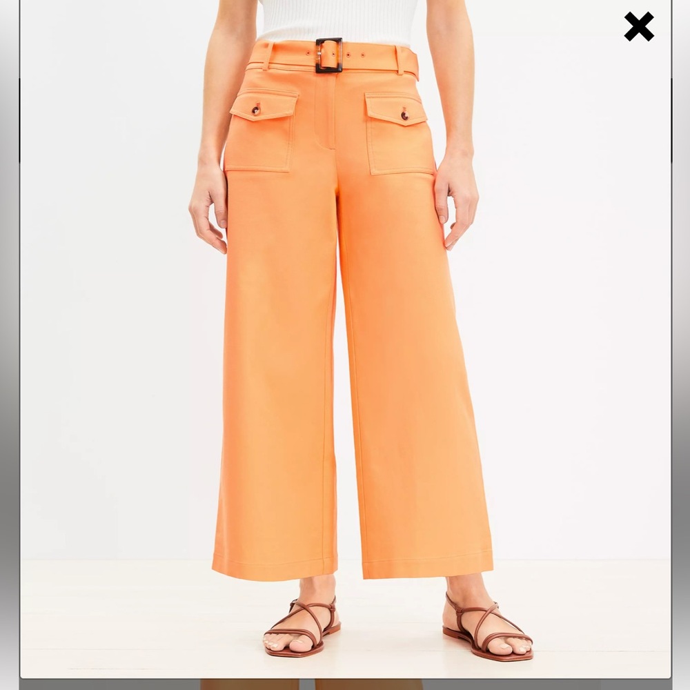 Loft Horn Buckle Wide Leg Pants in Pique